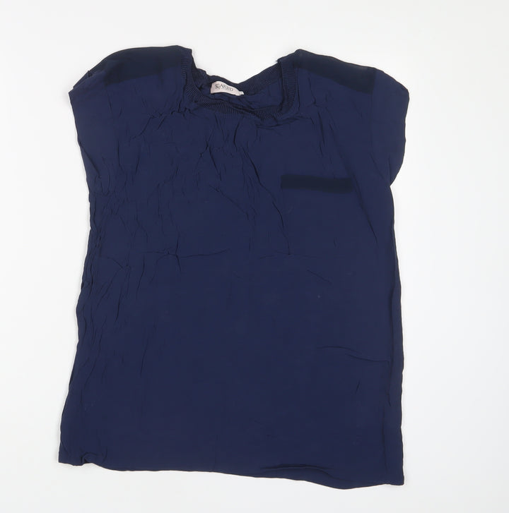 Soaked in Luxury Womens Blue Viscose Basic T-Shirt Size L Crew Neck