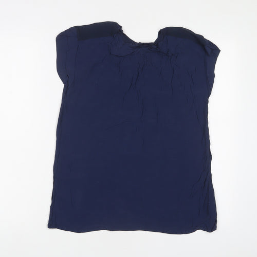 Soaked in Luxury Womens Blue Viscose Basic T-Shirt Size L Crew Neck