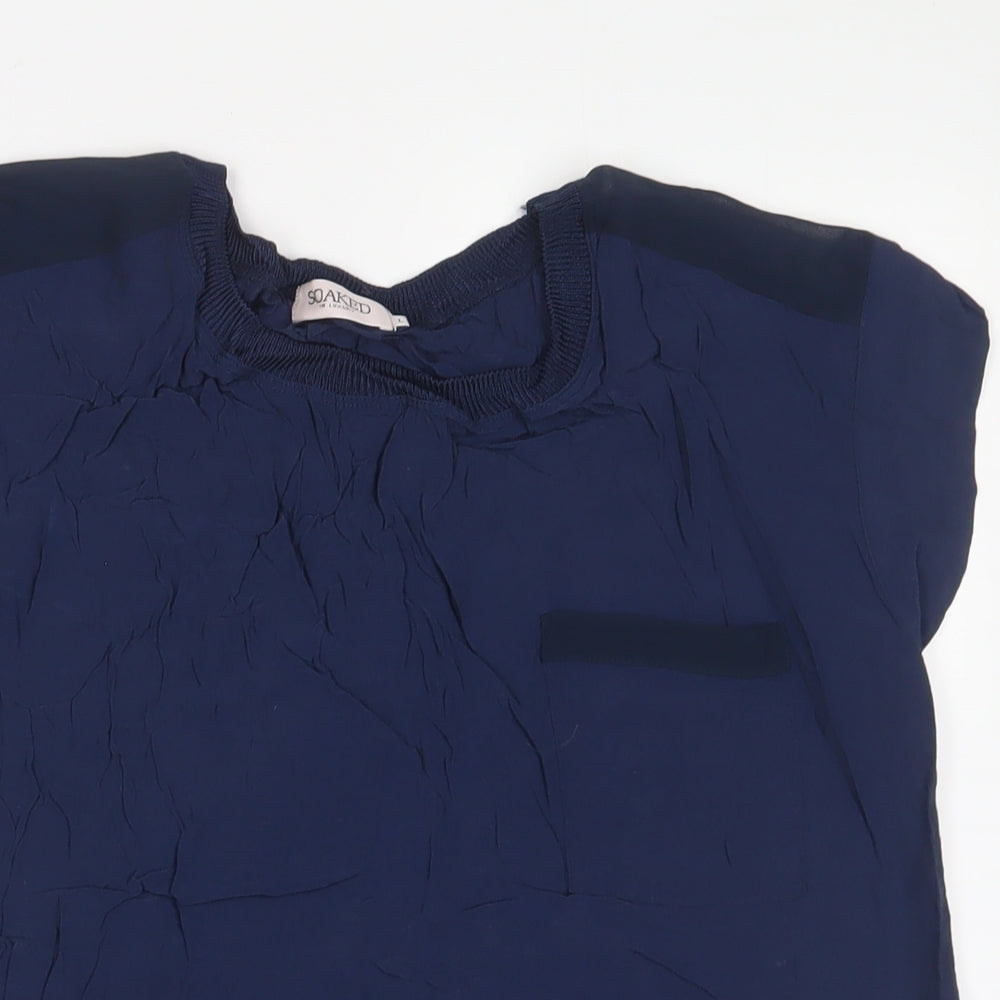 Soaked in Luxury Womens Blue Viscose Basic T-Shirt Size L Crew Neck