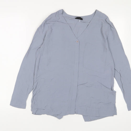 Topshop Womens Blue Viscose Basic Blouse Size 8 V-Neck