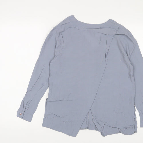 Topshop Womens Blue Viscose Basic Blouse Size 8 V-Neck