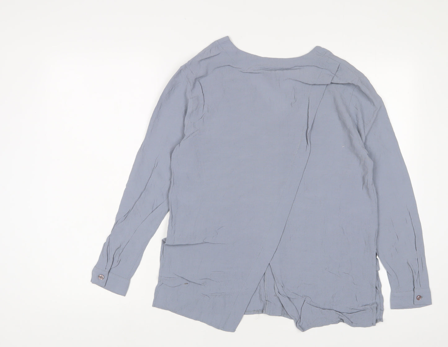 Topshop Womens Blue Viscose Basic Blouse Size 8 V-Neck