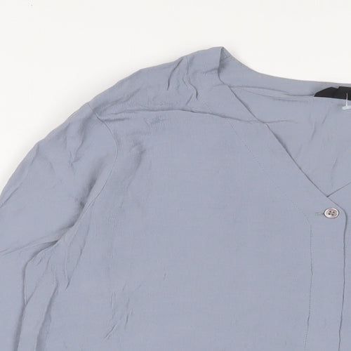 Topshop Womens Blue Viscose Basic Blouse Size 8 V-Neck