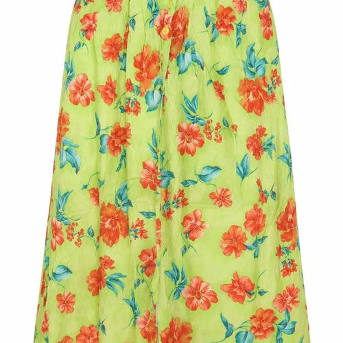 Design Essentials Womens Green Floral Viscose A-Line Skirt Size 18 Button