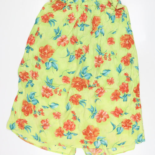 Design Essentials Womens Green Floral Viscose A-Line Skirt Size 18 Button