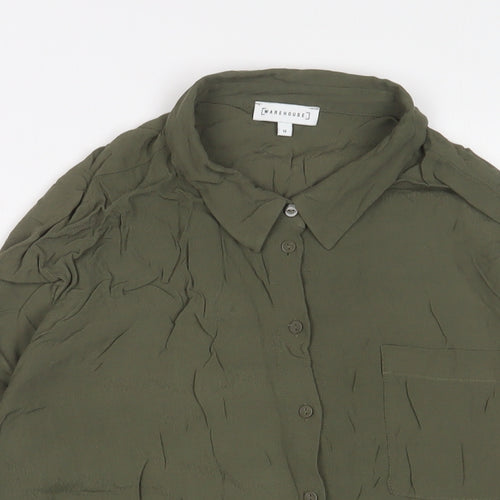 Warehouse Womens Green Viscose Basic Button-Up Size 16 Collared