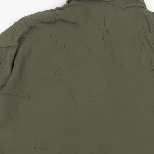 Warehouse Womens Green Viscose Basic Button-Up Size 16 Collared