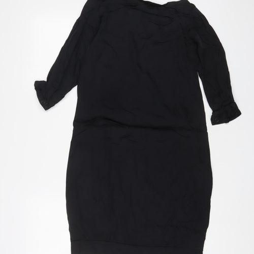 H&M Womens Black Viscose A-Line Size 6 Boat Neck Pullover - Pockets