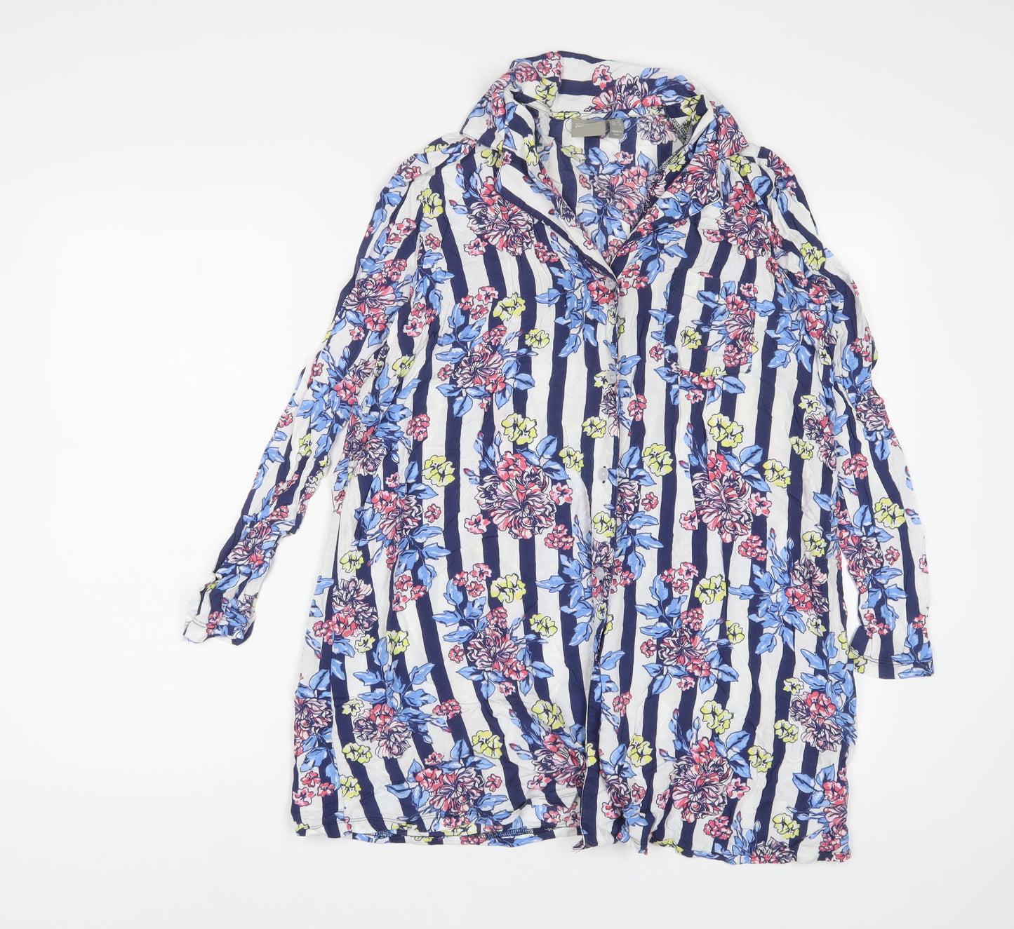 ASOS Womens Multicoloured Geometric Viscose A-Line Size 10 Collared Button