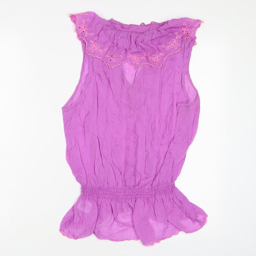 River Island Womens Purple Viscose Basic Tank Size 14 V-Neck - Embroidered