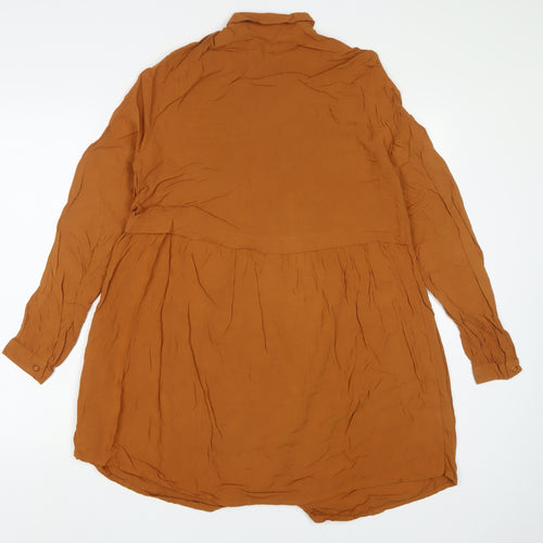 Terranova Womens Brown Viscose Shirt Dress Size XS Collared Button