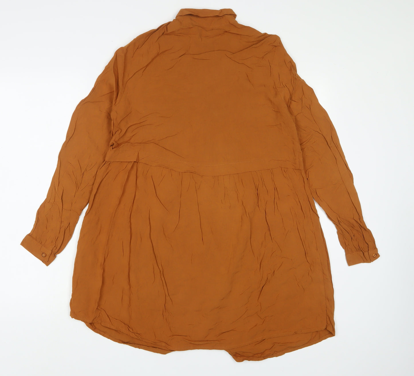 Terranova Womens Brown Viscose Shirt Dress Size XS Collared Button