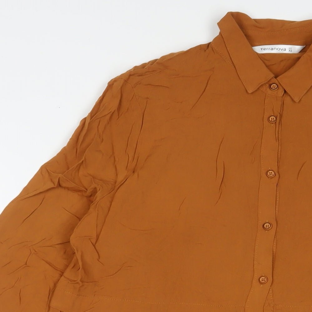 Terranova Womens Brown Viscose Shirt Dress Size XS Collared Button