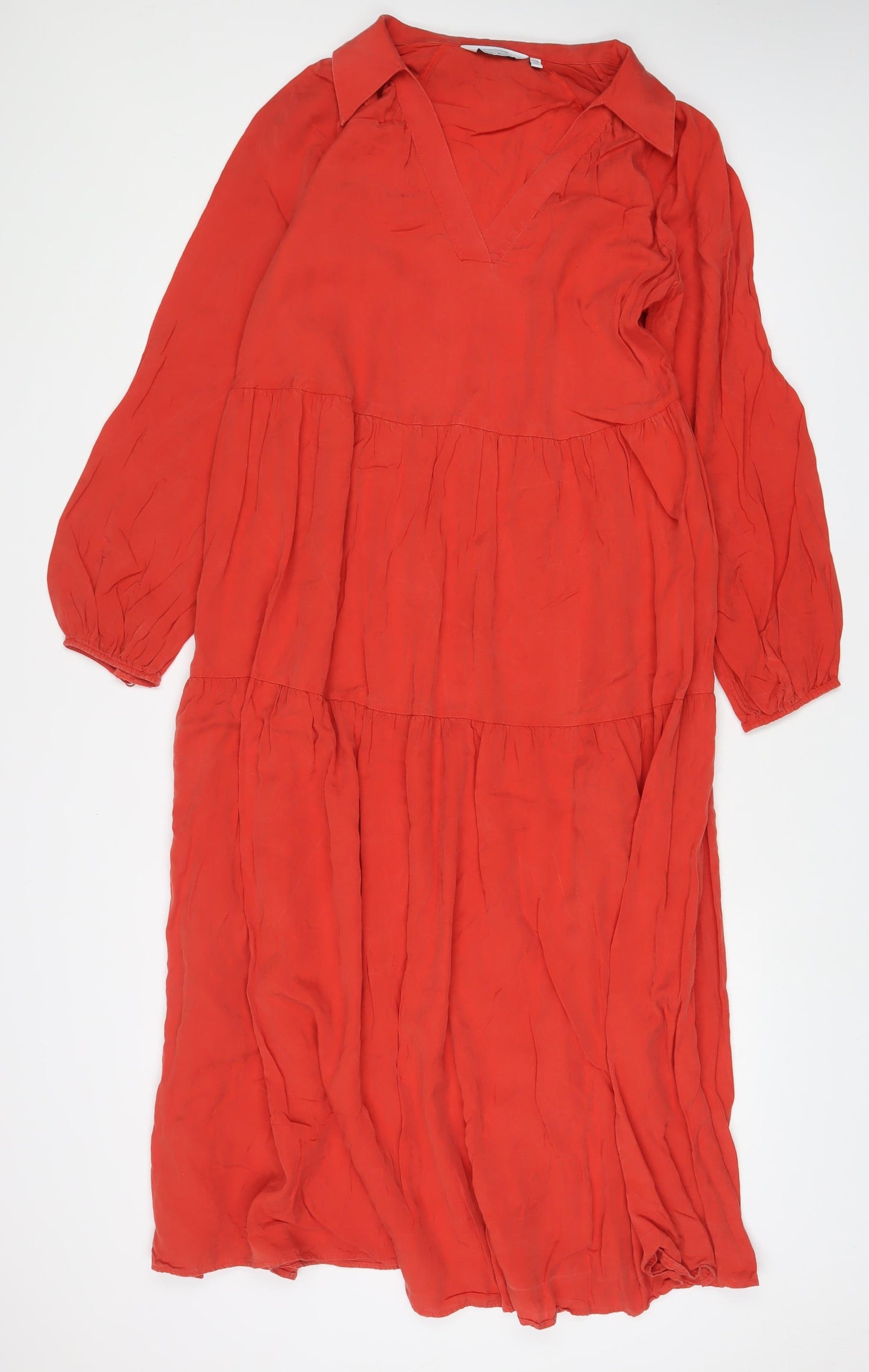 & Other Stories Womens Orange Viscose A-Line Size 10 V-Neck Pullover