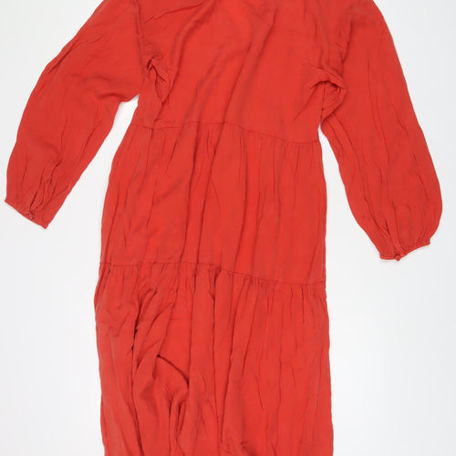 & Other Stories Womens Orange Viscose A-Line Size 10 V-Neck Pullover