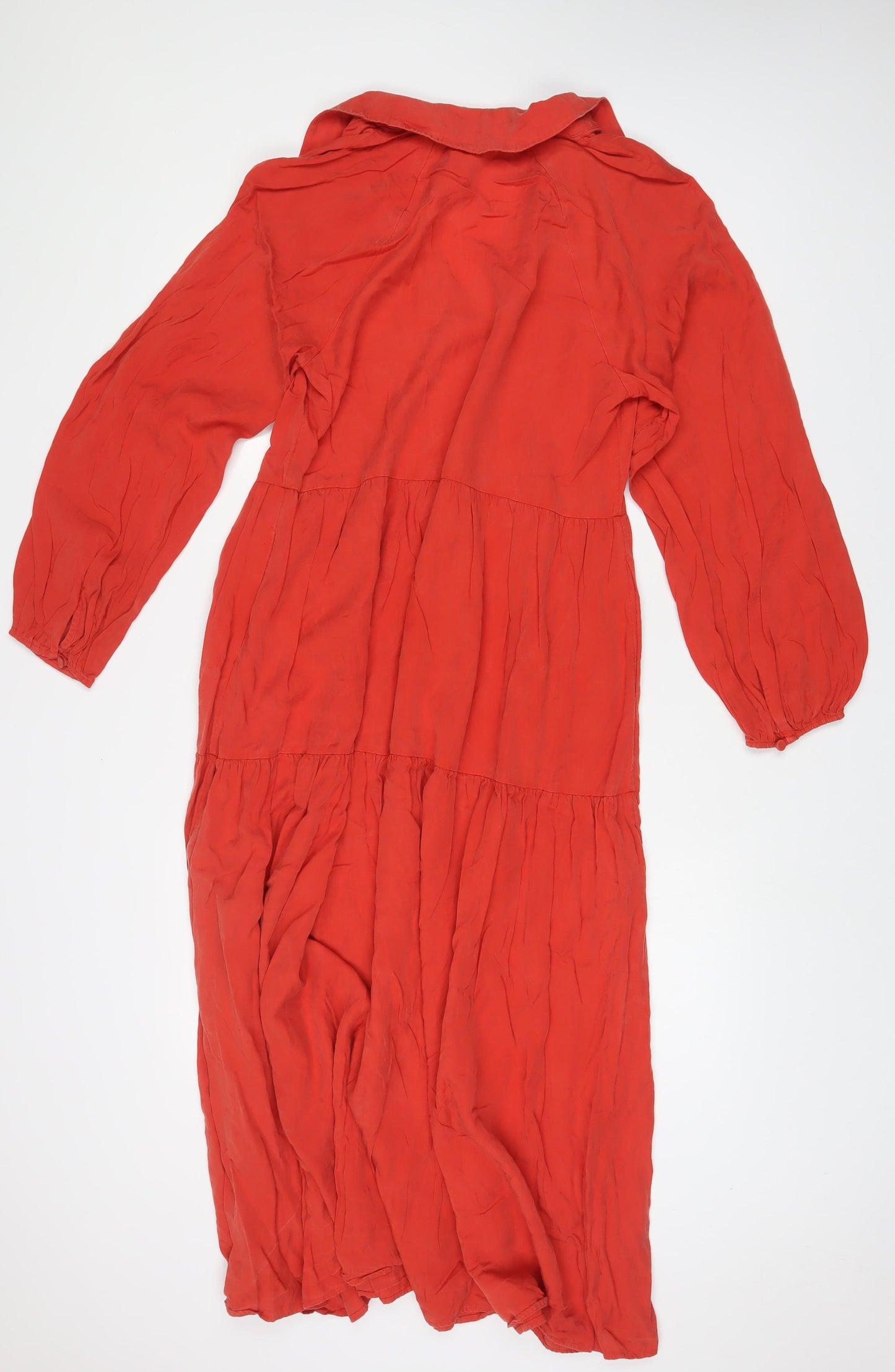 & Other Stories Womens Orange Viscose A-Line Size 10 V-Neck Pullover