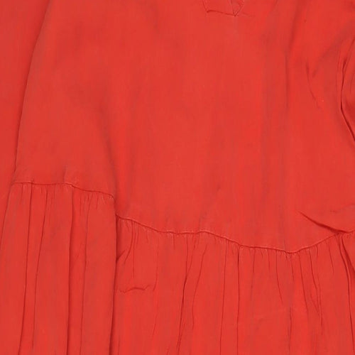 & Other Stories Womens Orange Viscose A-Line Size 10 V-Neck Pullover