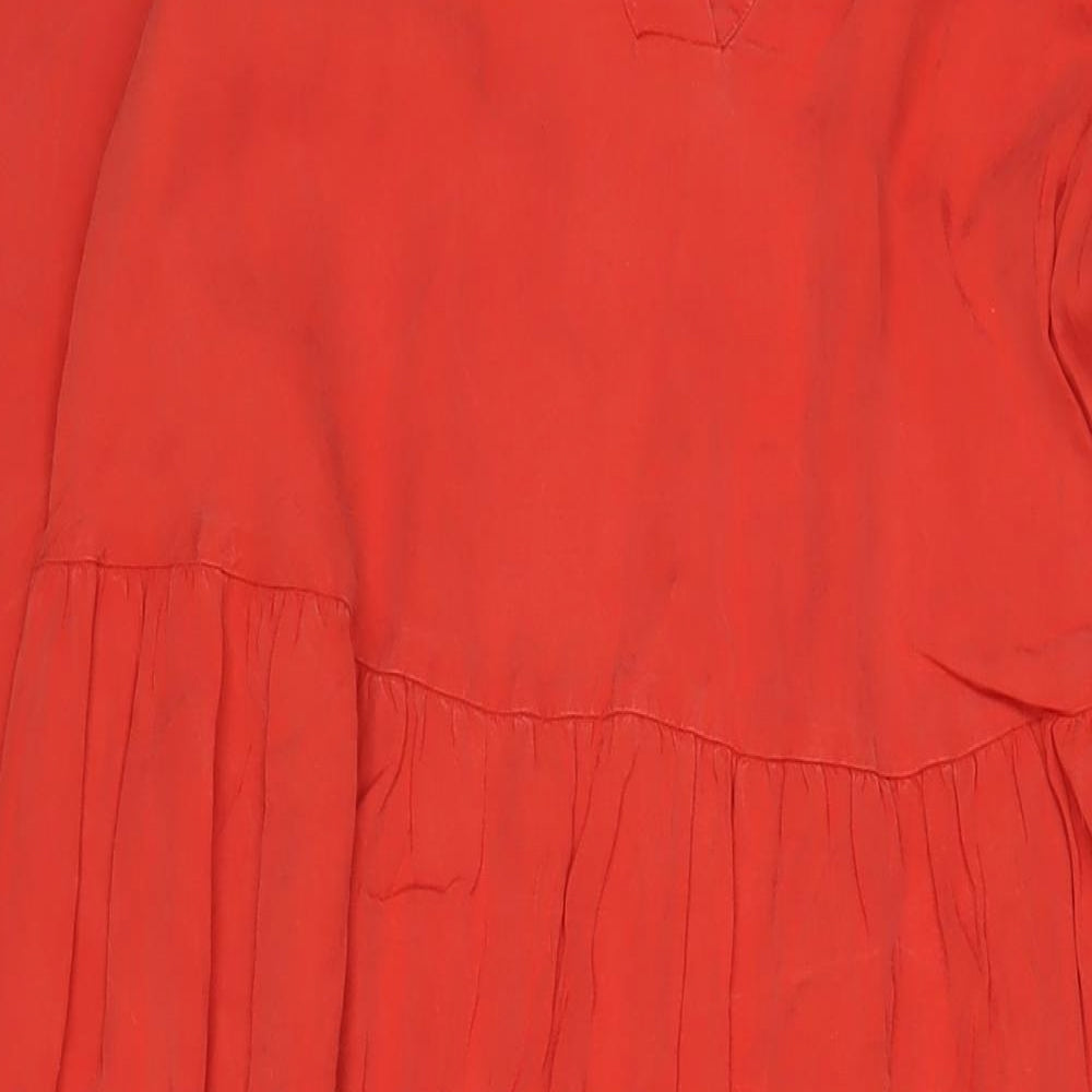 & Other Stories Womens Orange Viscose A-Line Size 10 V-Neck Pullover