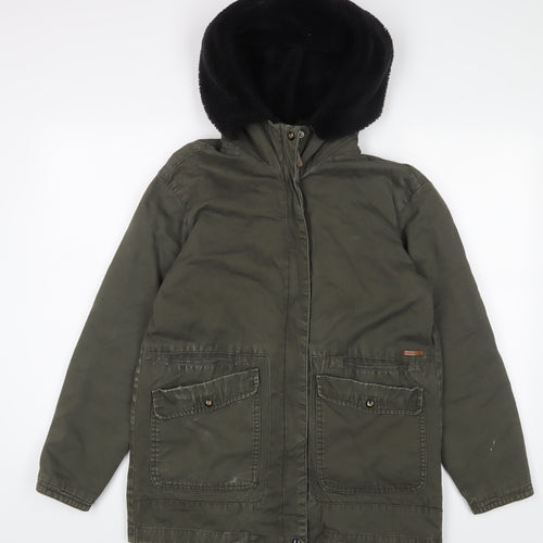 Pull&Bear Womens Green Jacket Coat Size S Zip - Pockets