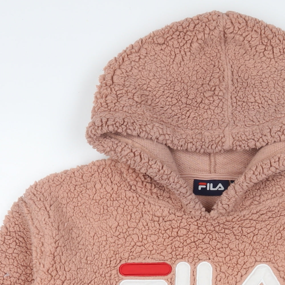 FILA Womens Pink Polyester Pullover Hoodie Size 12 Pullover - Embroidered, Logo
