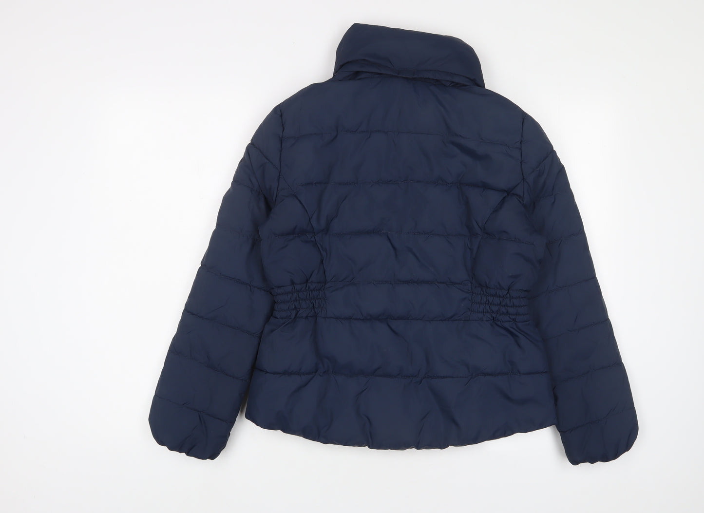 Marks and Spencer Womens Blue Quilted Coat Size 10 Zip - Zip Pockets