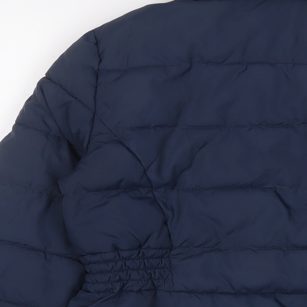 Marks and Spencer Womens Blue Quilted Coat Size 10 Zip - Zip Pockets
