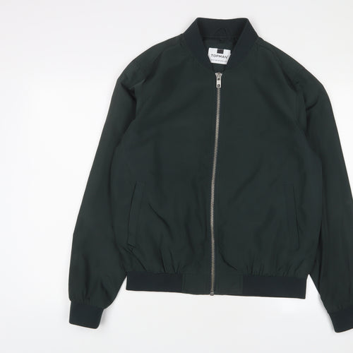 Topman Mens Green Bomber Jacket Jacket Size M Zip - Pockets