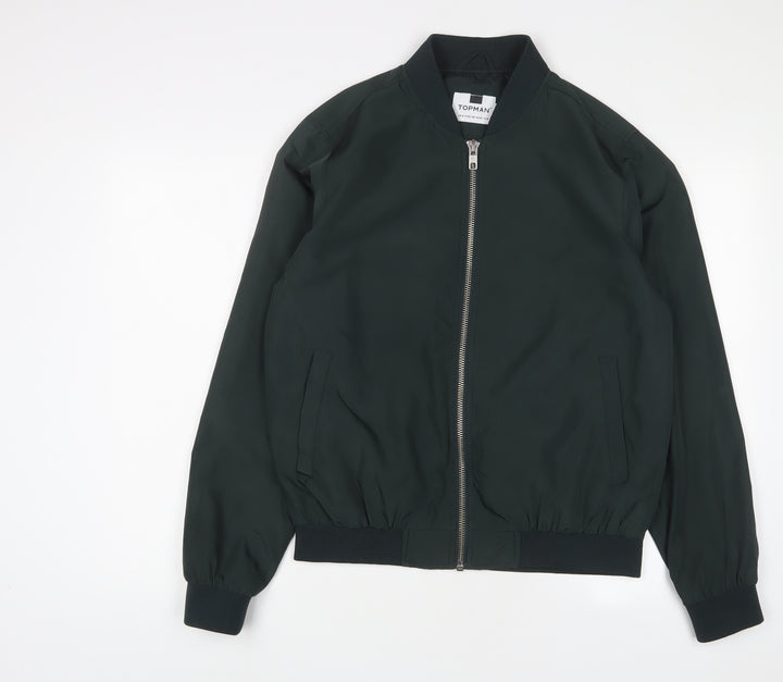 Topman Mens Green Bomber Jacket Jacket Size M Zip - Pockets