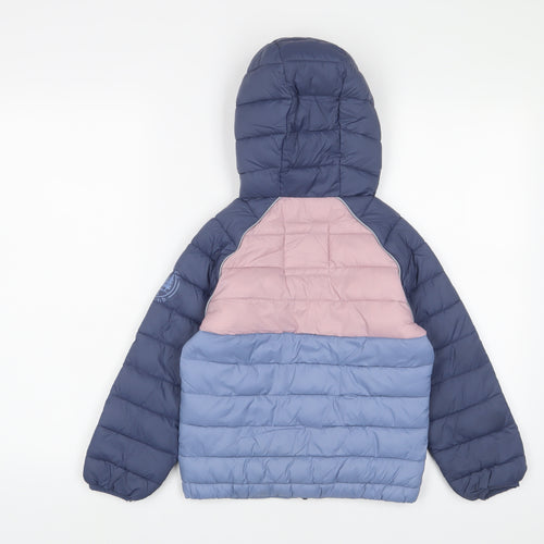 Fat Face Girls Multicoloured Colourblock Quilted Coat Size 7-8 Years Zip - Zip Pockets