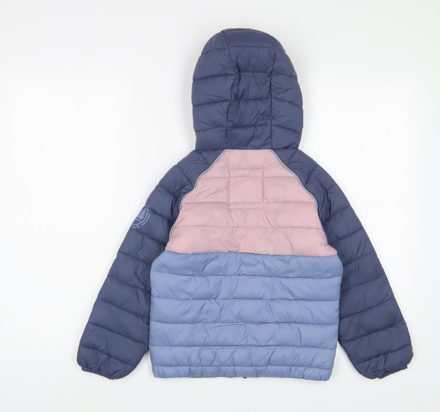 Fat Face Girls Multicoloured Colourblock Quilted Coat Size 7-8 Years Zip - Zip Pockets