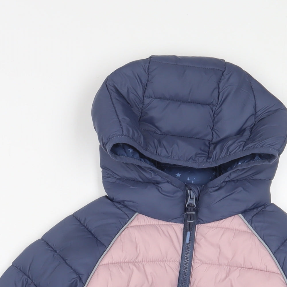 Fat Face Girls Multicoloured Colourblock Quilted Coat Size 7-8 Years Zip - Zip Pockets