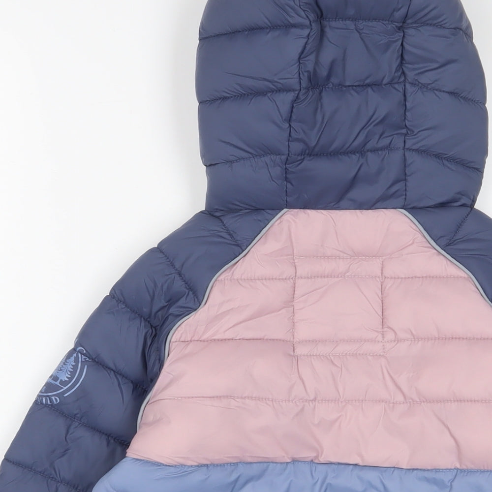 Fat Face Girls Multicoloured Colourblock Quilted Coat Size 7-8 Years Zip - Zip Pockets