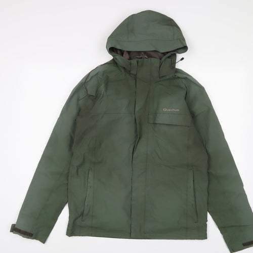 Quechua Mens Green Jacket Coat Size S Zip - Zip Pockets