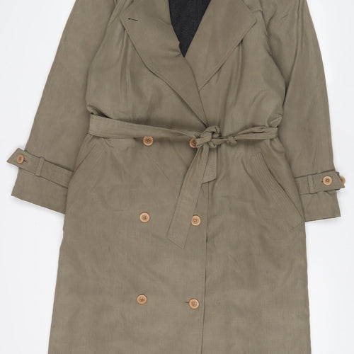 C&A Womens Green Overcoat Coat Size 12 Button - Belted