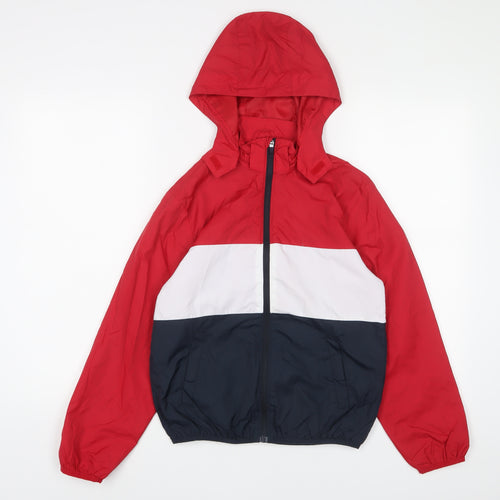 H&M Boys Red Jacket Size 7-8 Years Zip - Pockets