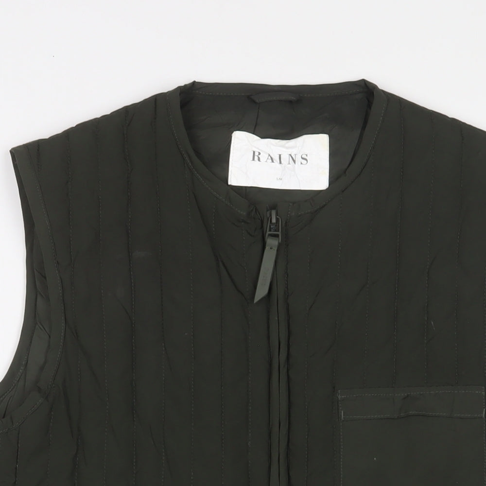 RAINS Mens Green Gilet Jacket Size S Zip