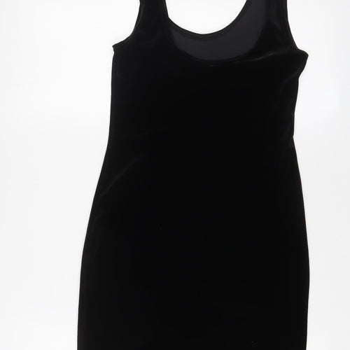 New Look Womens Black Polyester Tank Dress Size 10 Scoop Neck Pullover - Beaded