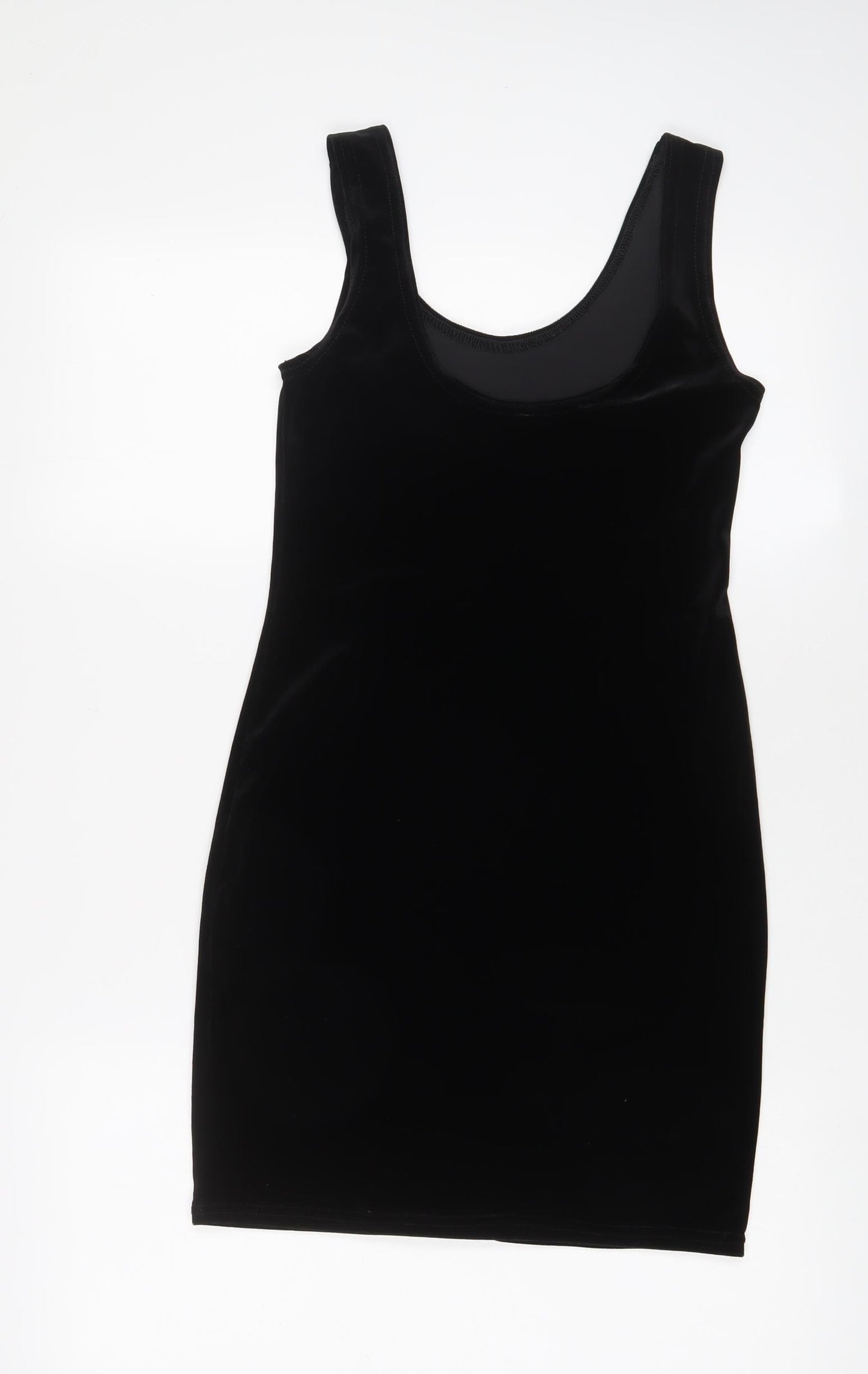 New Look Womens Black Polyester Tank Dress Size 10 Scoop Neck Pullover - Beaded