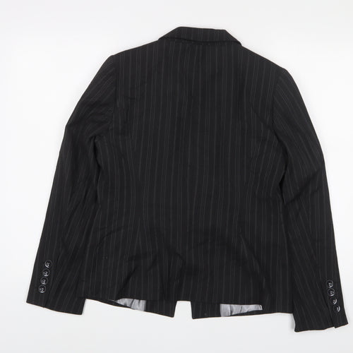 Marks and Spencer Womens Grey Striped Jacket Blazer Size 12 Button