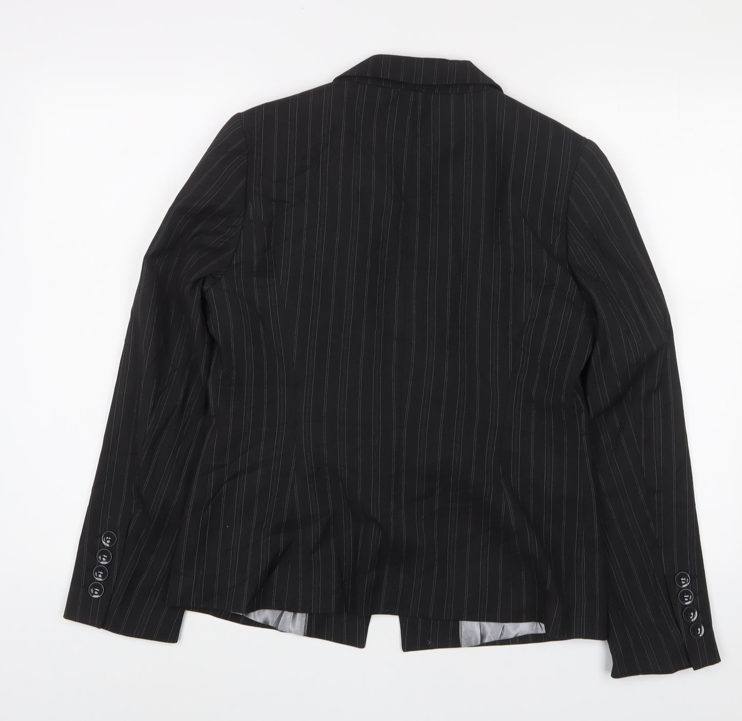 Marks and Spencer Womens Grey Striped Jacket Blazer Size 12 Button