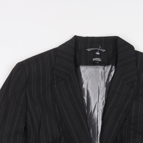 Marks and Spencer Womens Grey Striped Jacket Blazer Size 12 Button