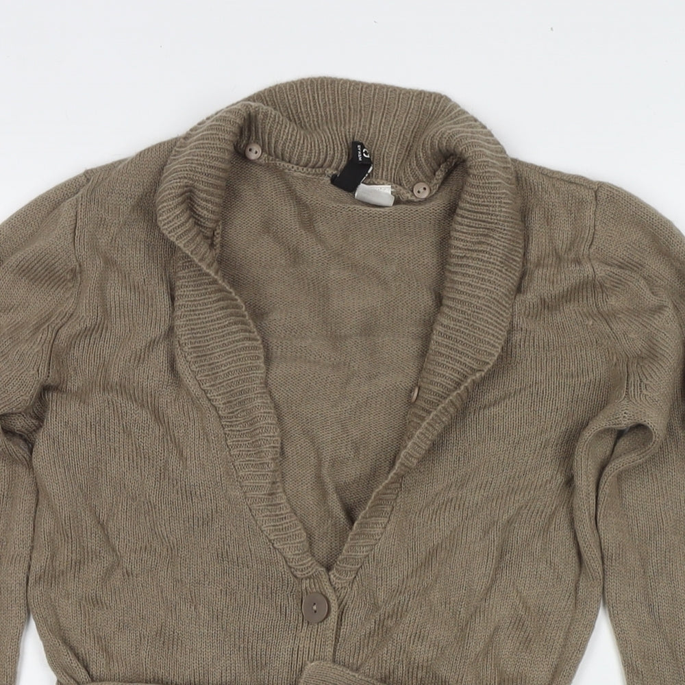 Divided by H&M Womens Brown V-Neck Acrylic Cardigan Jumper Size 8