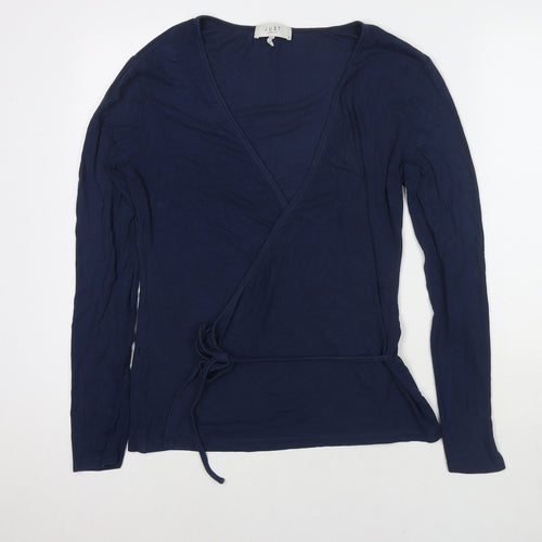 Just Female Womens Blue V-Neck Viscose Wrap Jumper Size S