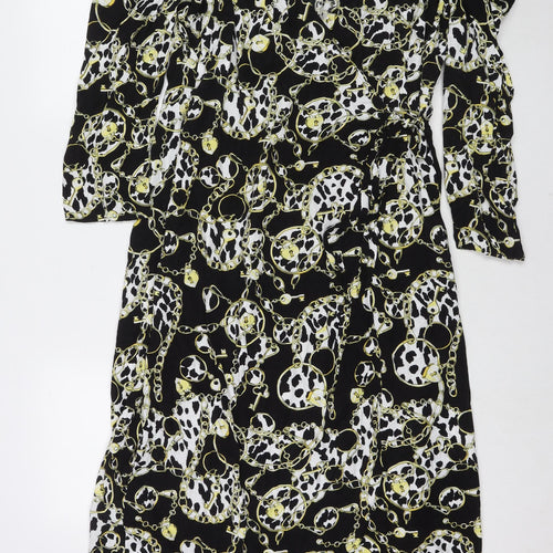 Topshop Womens Multicoloured Geometric Rayon Maxi Size 18 V-Neck Pullover
