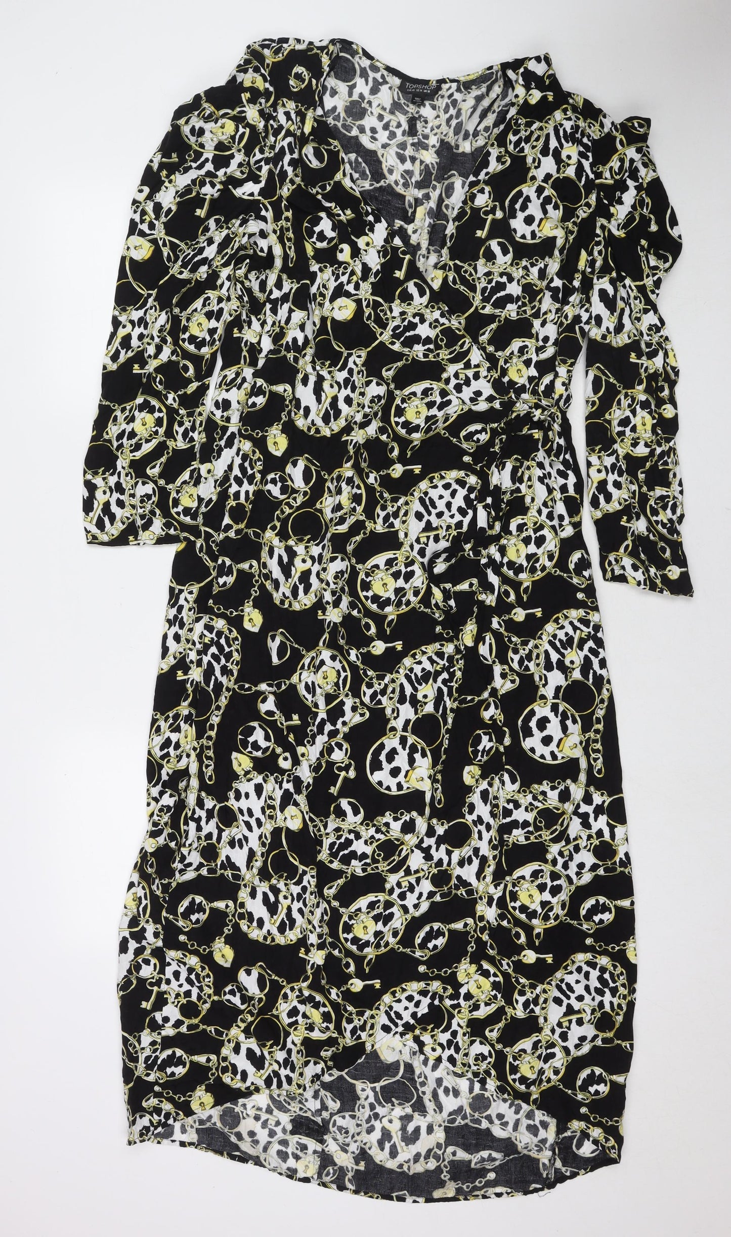 Topshop Womens Multicoloured Geometric Rayon Maxi Size 18 V-Neck Pullover
