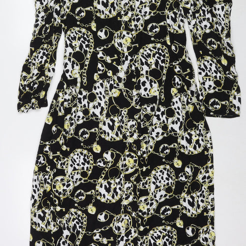 Topshop Womens Multicoloured Geometric Rayon Maxi Size 18 V-Neck Pullover