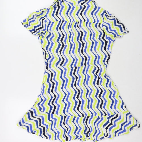 Marks and Spencer Womens Multicoloured Striped Viscose Shirt Dress Size 12 Collared Button