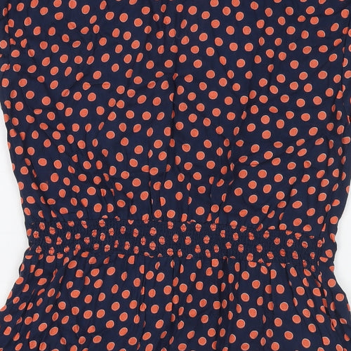 H&M Womens Blue Polka Dot Viscose Shirt Dress Size 12 Collared Button