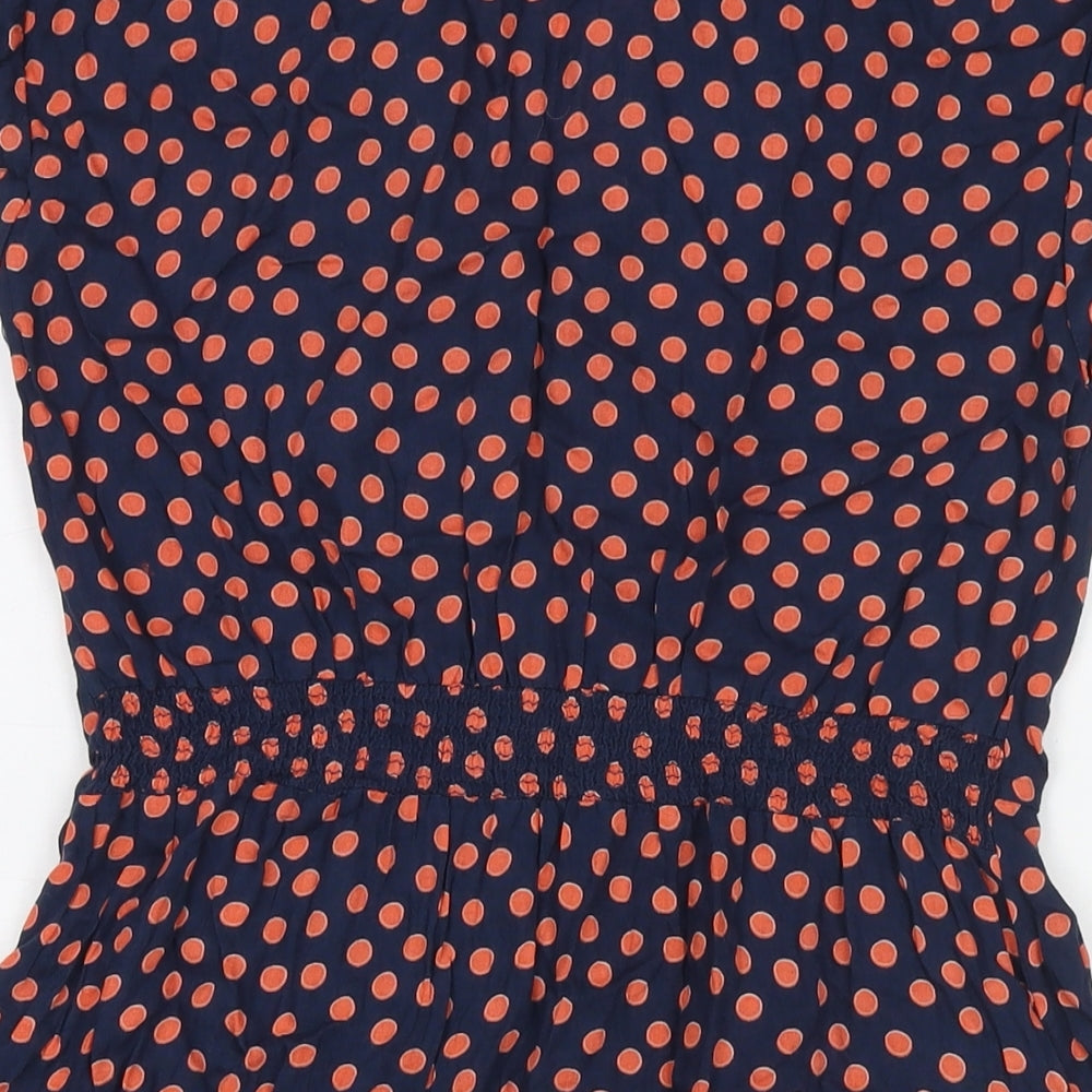 H&M Womens Blue Polka Dot Viscose Shirt Dress Size 12 Collared Button