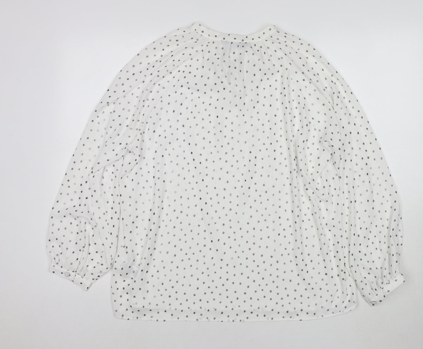 Marks and Spencer Womens White Polka Dot Polyester Basic Blouse Size 12 Round Neck